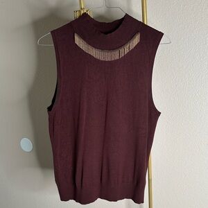 Joseph A. Elegant Sleeveless Maroon Knit Tank Top